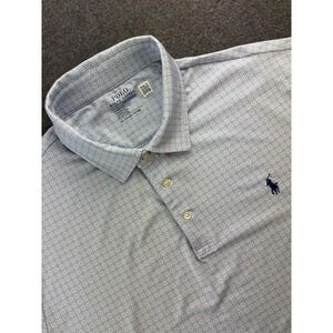 Polo Ralph Lauren Classic Fit Performance Polo Shirt Mens 2XL Lt Blue Geo Print